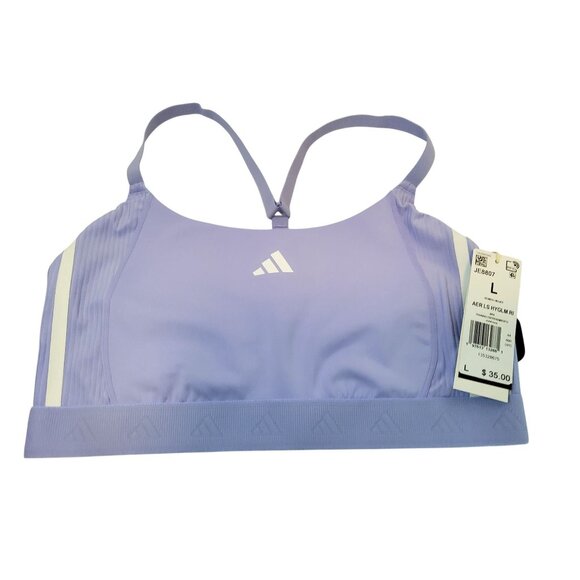 Adidas Womens Lavender Sports Bra L Tight Fit With Adjustable Straps & Stylish W - Picture 1 of 11